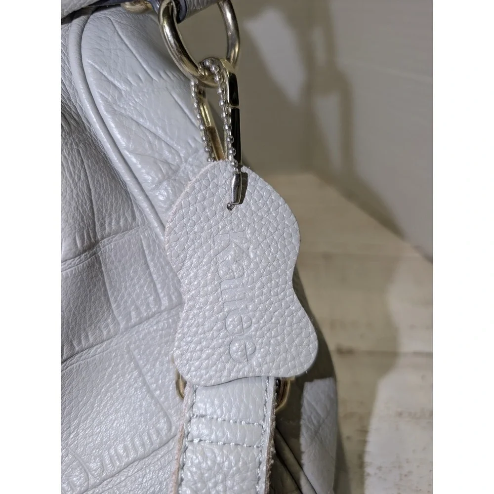 Kattee Crocodile Embossed Cowhide Leather Soft Gray Tote w/Gold Tone Hardware